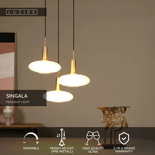 Lucide SINGALA - Pendant light - Ø 55 cm - 3xE27 - Matt Gold / Brass - USP